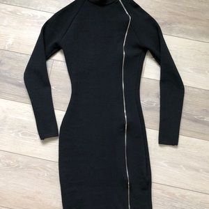 long sleeved black sweater dress